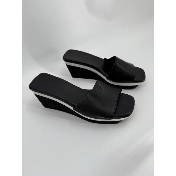 Ladies Chocolat Blu Jadine Leather Slide Wedges Black EUR 38  US 7 - Picture 5 of 10